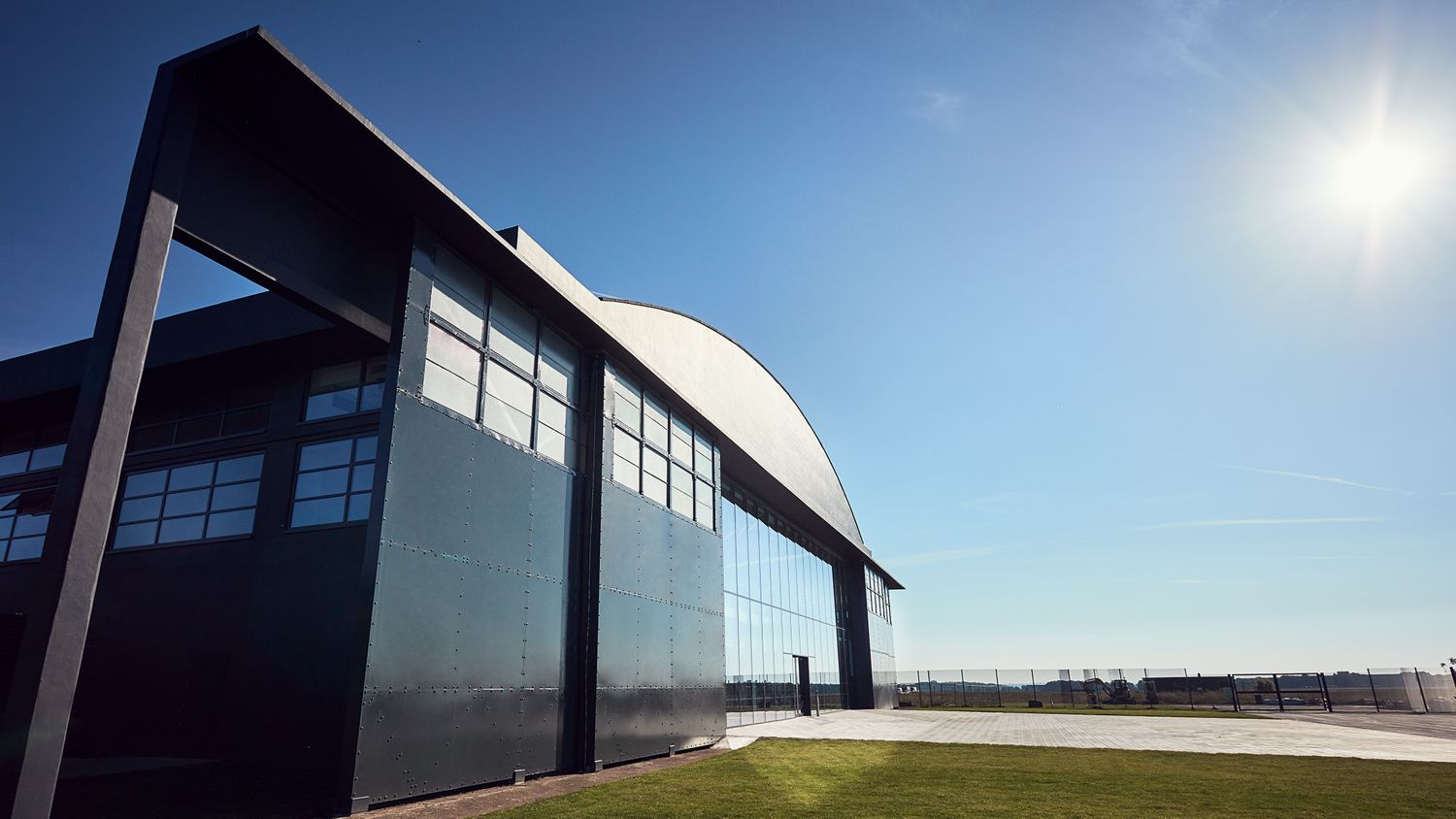 The exterior of the hanger at Hullavington